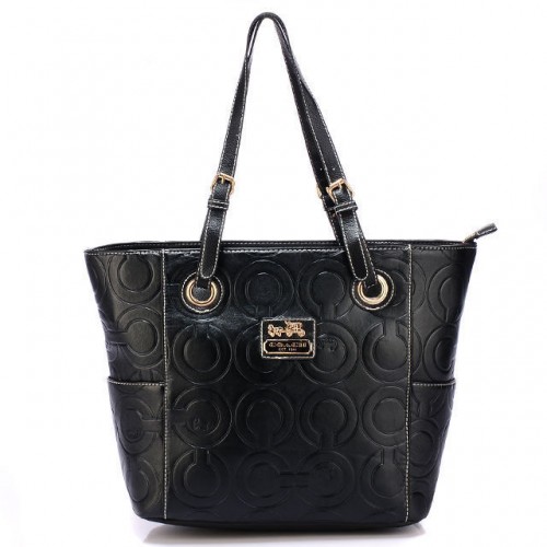 Coach In Printed Signature Medium Black Totes BBH  Coach In Printed Signature Medium Black Totes BBH