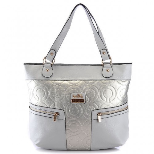 Coach In Printed Signature Large Silver Totes BAB